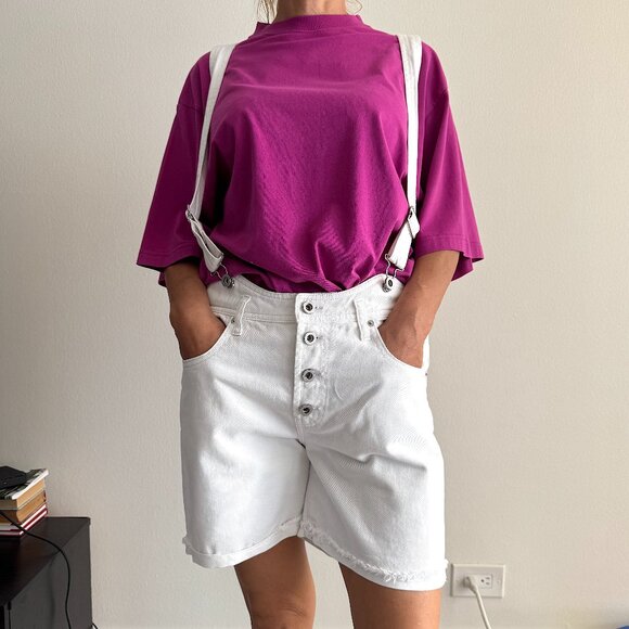 Diesel White Denim Overall Shorts - Size S - Picture 2 of 11